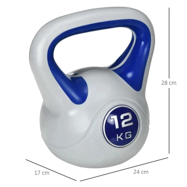 Rootz Kettlebell - 12 Kg - Flad bund - Stort håndtag - Plastbelæ