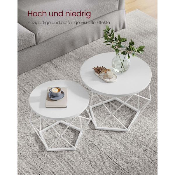 Rootz 2-delt sæt sideborde - Snehvid Sky Hvid - Spånpladestål - Letvægts - Nem montering - Stilfuldt design - 50 cm x 40 cm x 40 cm - 40 cm x 36 cm x
