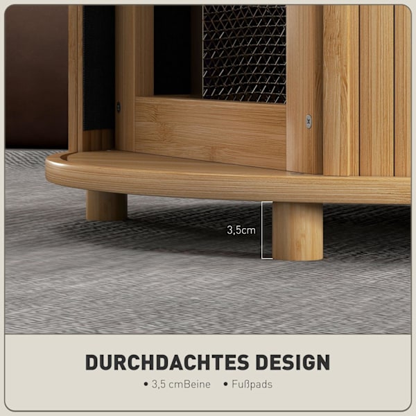 Rootz Round Side Table - Kaffe Round Table - Bambu Sofa Table - Dold förvaring, skjutdörr - Ø60 x 45 cm, har 20 kg