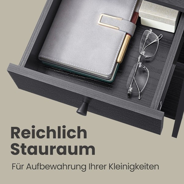 Rootz Bedside Bord - Side Bord - Skuffe & Rum - Rumbesparende design - 35,1 cm x 35,1 cm x 70,1 cm