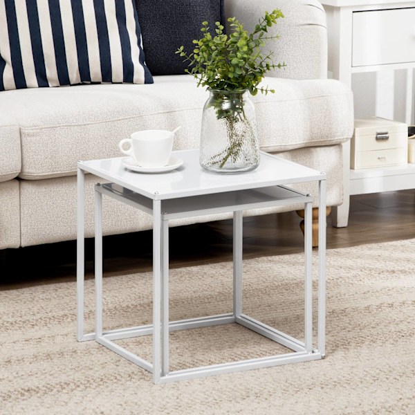 Rootz Side Table Set - Moderne hekkeborde - Rumbesparende sofaborde - Robust stålramme - 40 cm x 40 cm x 40 cm