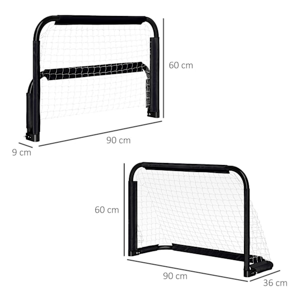 Rootzin jalkapallo -maalisarja - Mini -jalkapallo -tavoitteet - taitettava metallikehys - helppo kuljetus - 90 cm x 36cm x 60cm