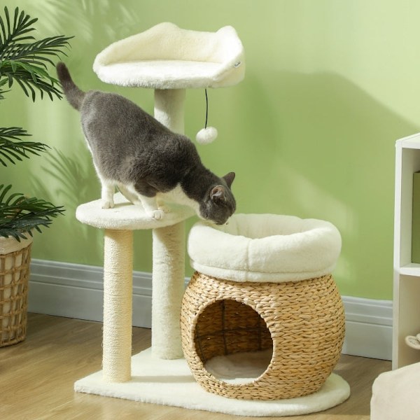Rootz Cat Scratching Post - Cat Climbing Tree - Cat Activity Center - Skyddar möbler - 60L x 40W x 79H cm