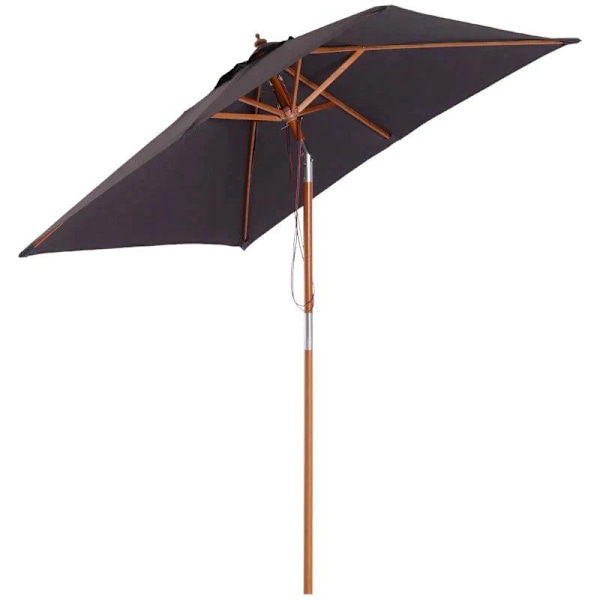 Rootz Parasol - Sammenklappelig haveparasol - Strandparasol - 3-trins Justerbar - Grantræ + Polyester - Mørkegrå - 200 x 150 x 230 cm