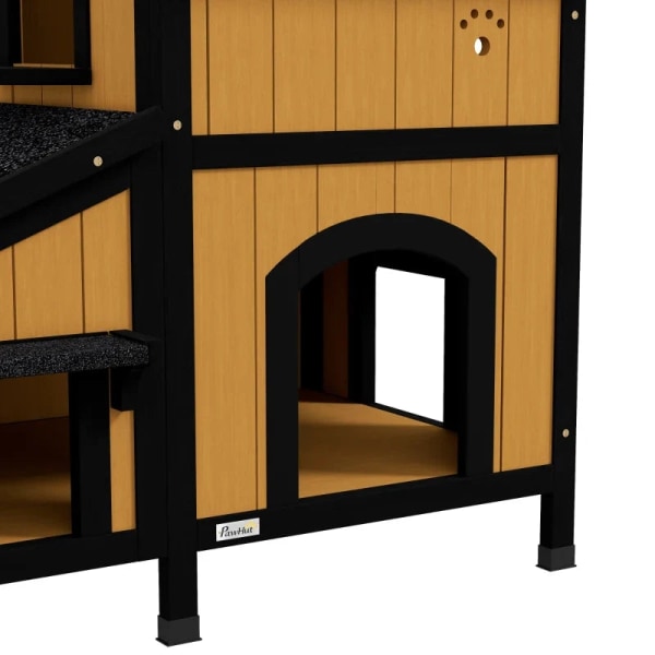Rootz Cat House - Cat Cave - Blomsterkasse - Vandtæt - Gran Wood - Gul - Hvid - Sort - 96cm X 65cm X 85,5cm