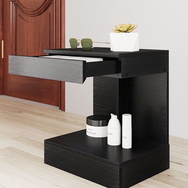 Rootz Bedside Table - Side Bord - Sofabord - Skjult skuffe & opbevaring - 40L x 30W x 46H cm