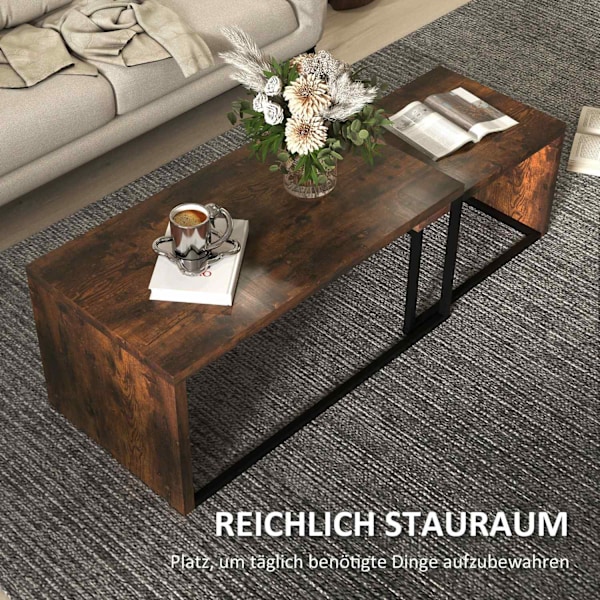 Rootz -uppsättning av 2 soffbord - soffbord - sidobord - Modern stil - MDF & metall - 90 x 48 x 42 cm / 59 x 42 x 36 cm - svart + brun