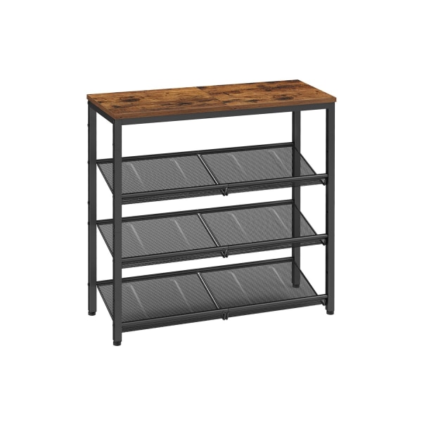 Rootz Vintage ruskea-musta kenkäteline - Säilytysjärjestelmä - Lastulevy teräs - 30 cm x 75 cm x 73 cm - Raskas - Helppo koota - Tilaa säästävä