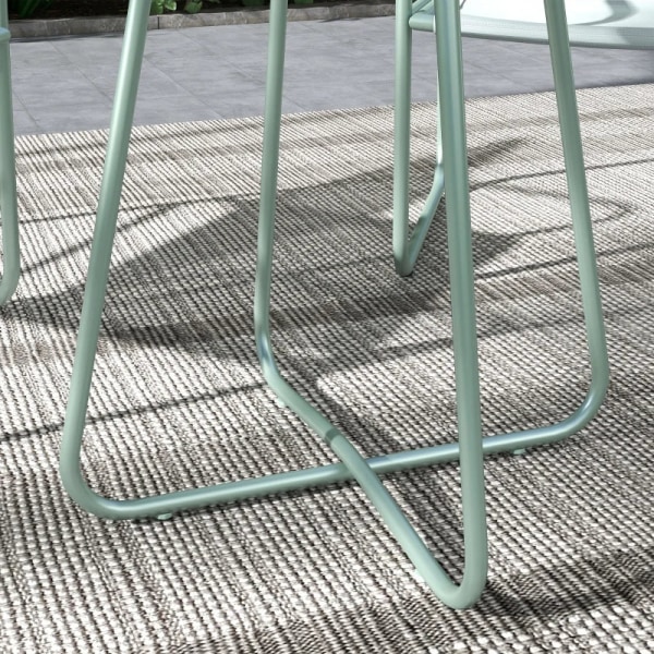 Rootz Trädgårdsmöbler Set - Rotting Uteplats Set - 2 Fåtöljer - Sittdynor - 1 Runt Bord Ø60 Cm - Stål - Plast - Grön - 52W x 47,5D cm