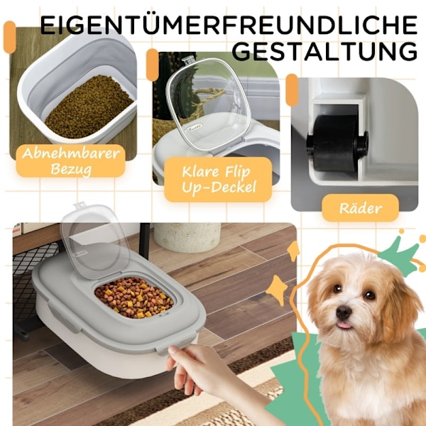 Rootz Hundmatsbehållare - Djurmatshållare - Lufttät försegling - 25L/5L - ​​Vikbar design - Hjul - Torkmedel - 44cm x 32cm x 37cm