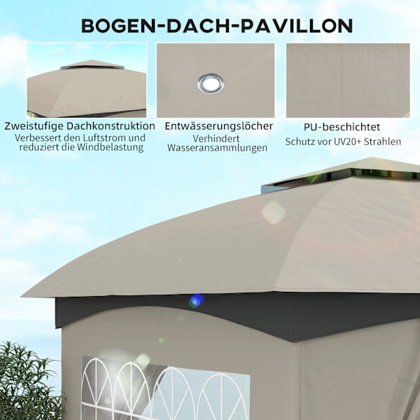 Rootz Garden Gazebo Beer -teltta - Ulkopako - Patio Canopy - UV -suoja - 3,35m x 3,35m x 2,85m