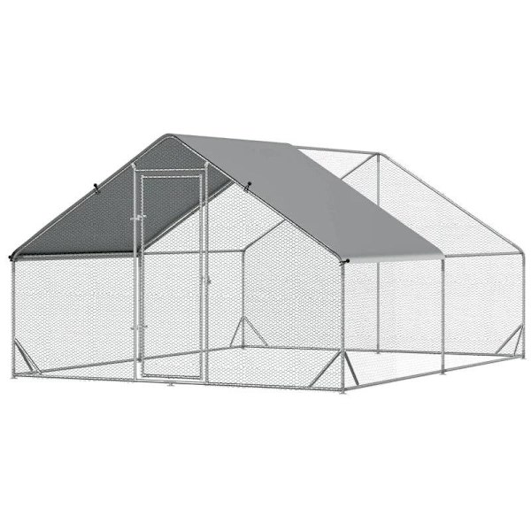 Rootz hønsegård - hønsefjerkræhus - hønsebur - kaninbur - sølv - 3 x 4 x 2m