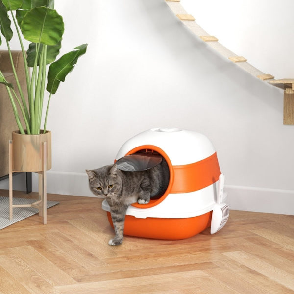 Rootz PawHut Kattoalett - Kattskräp - Kattskåp - Förhindrar skräpspridning - Luktkontroll - Enkel rengöring - 52cm x 41cm x 38cm - Plast, ABS