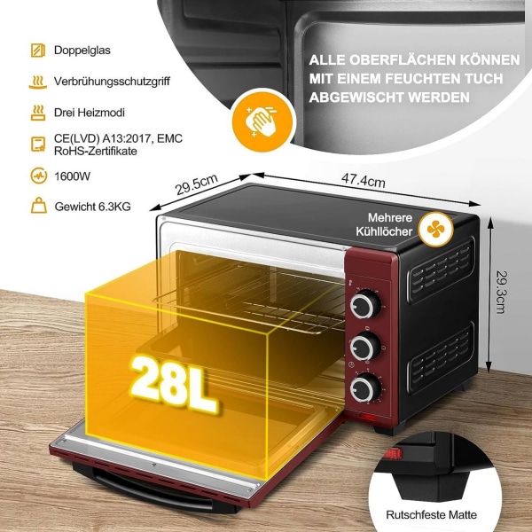 Rootz miniovn - Kompakt elektrisk komfur - Køkkenapparat - Intel