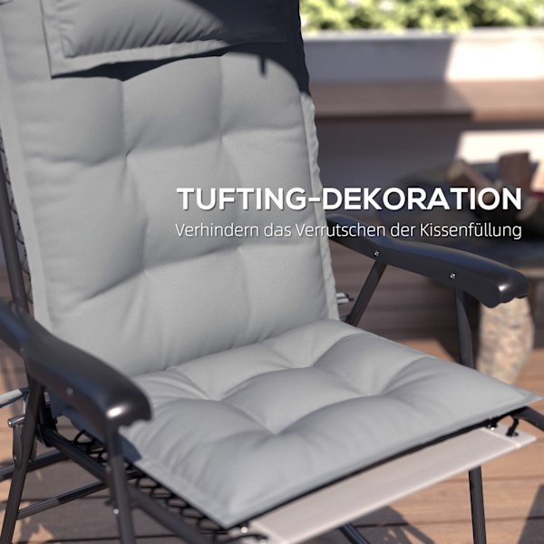 Rootz 2 stykker Sun Lounger Edition - Garden Lounger Pads - polstrede puder - Vandafvisende - 50 cm x 116 cm x 5 cm, grå
