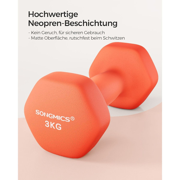 Rootz Neoprenbelagda Hantlar Set - Orange - Gjutjärn - Styrketräning - Styrketräning - 20cm x 9cm - 11,5cm x 3,8cm - 2 x 3kg