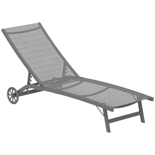 Rootz Sun Lounger - Udendørs hvilestol - Justerbar ryglæn - Åndbar komfort - 195 x 66 x 34 cm - Grå