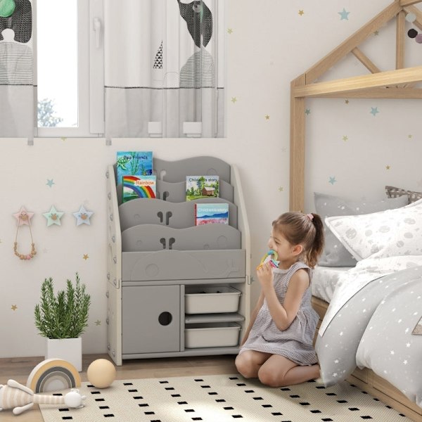 Rootz Kids Room Hylla Förvaringsställ - Bokhylla - Skåp - Barn Organisationsförmåga - HDPE - 67cm x 29cm x 98cm