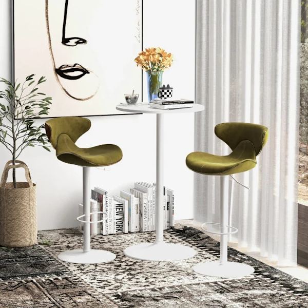 Rootz Barbord - Bord för 2 personer - Modern design - Runt bord - Pulverlackerat stål - Vit - 60 x 60 x 102 cm