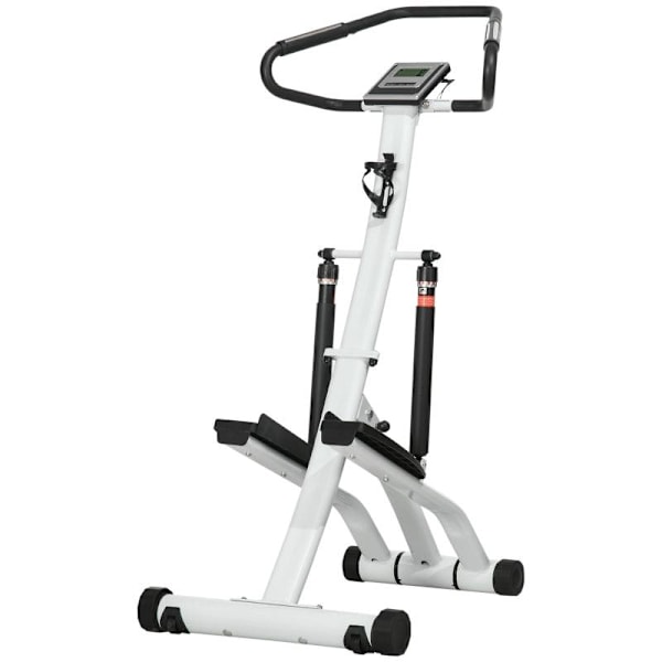 Rootz Treadle Machine - Stepper med 12 motståndsnivåer - LCD-skärm - 2 hjul - Vit + Svart - 80 cm x 61 cm x 134 cm