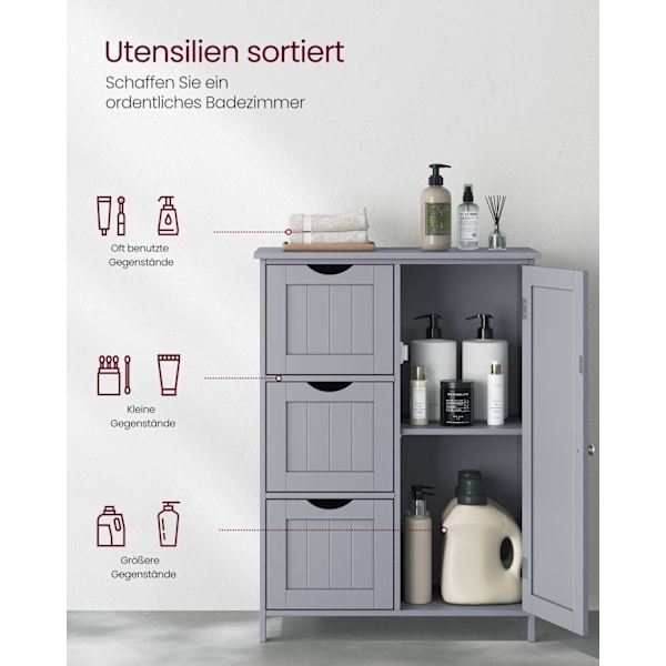 Rootz MDF Badrumsskåp - Dove Grey - Förvaringsorganisator - Justerbar hylla - 30cm x 60cm x 81cm. Vikt: 14,2 kg. Max belastning: 40 kg översta hyllan,