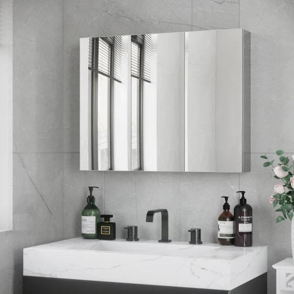 Rootz Spegelskåp - Badrumsskåp - 3 spegeldörrar - 5 invändiga hy
