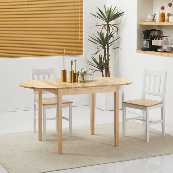 Rootz Foldbar Oval Dining Table - Rymdbesparande bord - Solid Wood Table - Optimera Space - 140L x 70B x 75H cm
