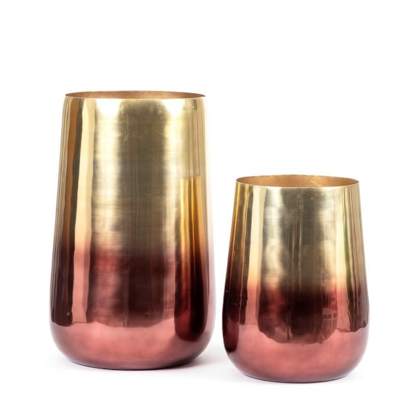 Rootz Two Tone Brass Planter - Dekorativ kruka - inomhusväxthållare - Lyxig design - 35 cm x 35 cm x 55 cm
