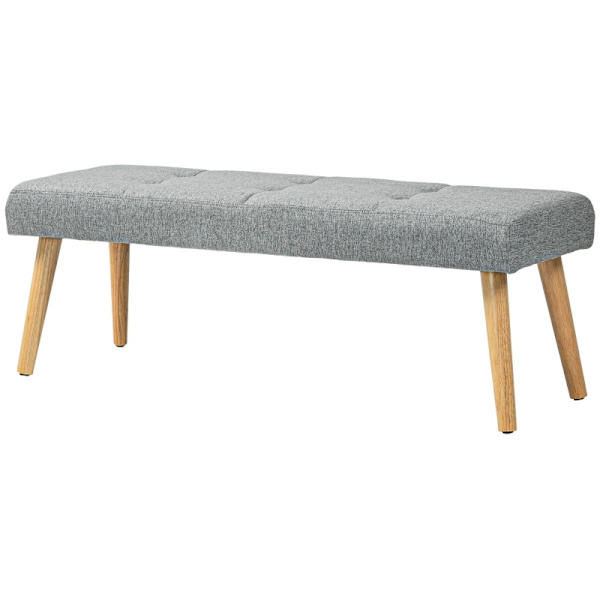 Rootz Sengebænk - Polstret bænk - Vinduessæde - Tyk polstring - Imiteret linned - Gummi træben - 120cm x 41cm x 43cm