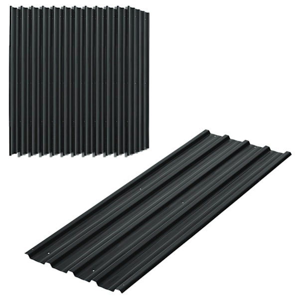 Rootz Sæt med 12 galvaniserede stålpaneler - Vejrbestandige ark - Metalbeklædning - Holdbar beskyttelse - 129L x 45W cm