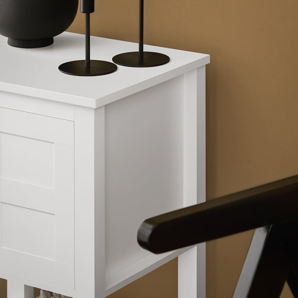 Rootz Modern Sängbord - Nattduksbord - Soffbord - Sidobord - Vit - Sekretessförvaring - Kompakt design - Perfekt för trånga utrymmen - 45cm x 60cm x 3