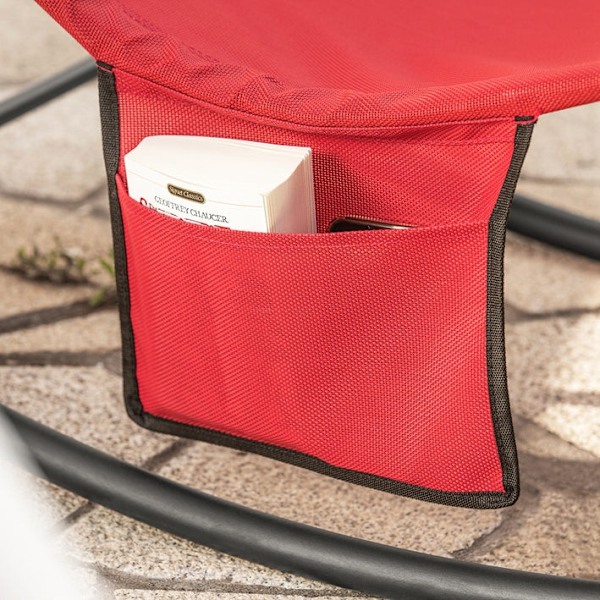Rootz Garden Lounger - Solstol - Gungstol - Ergonomisk design, förvaringsficka, stöder upp till 120 kg - Metallram med syntetfibertyg - 145cm x 84cm x