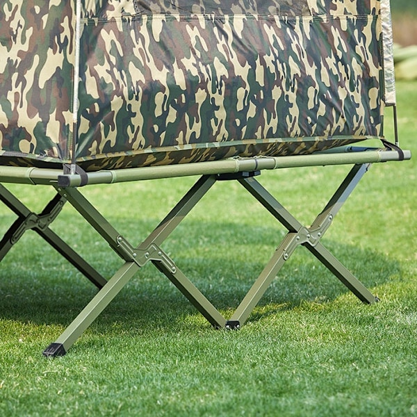 Rootz 4-i-1 campingtältpaket för 2 personer - popup-tält - tältsäng med solstol - slitstark oxfordnylon - vattentät - enkel montering - 193 cm x 188 c