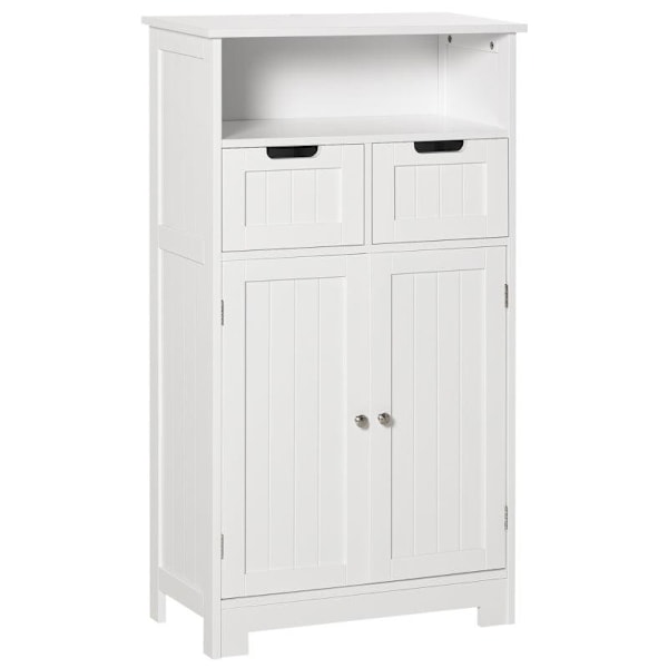 Rootz Bathroom Cabinet - Bathroom Storage Cabinet - Bathroom Cabinet With 2 Drawers 1 Door - Freestanding Cupboard - White - 60 x 30 x 108.8 cm