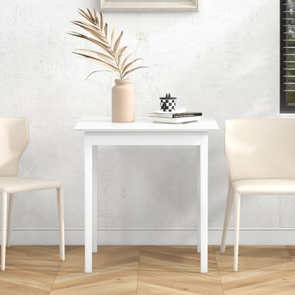 Rootz Køkkenbord - Spisebord - Firkantet bord - Moderne Design - Massivt fyrretræ - 75cm x 75cm x 76cm - Hvid