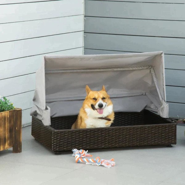 Rootz Rattan Dog Kennel - Rottinkikoiratalo - Katolla - Koiran lepotuoli - Koiran talo - Lemmikkieläinsänky - Koiran sänky - Koirankori - Koiran sohva