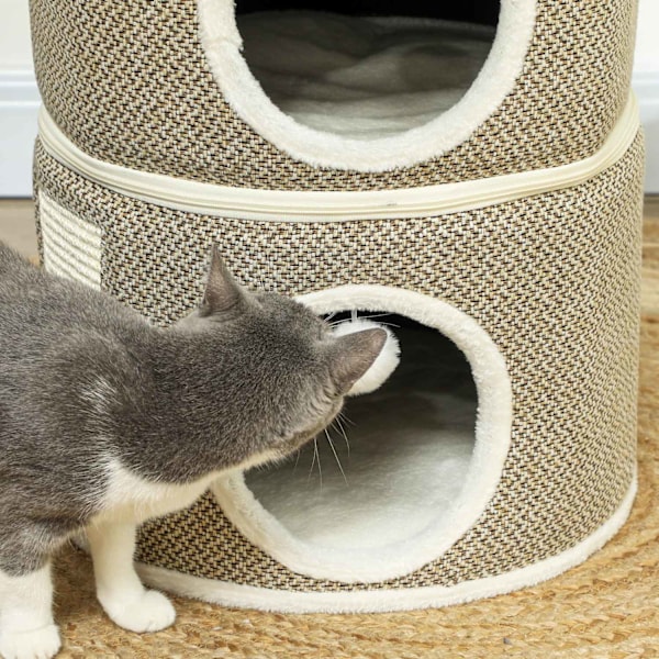 Rootz Cat Tower 3 Tier - Cat House - Condo - Plush Comfort - Ø40 X 56H CM - Brown