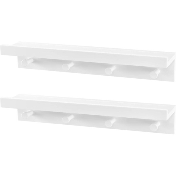 Rootz Vägghylla i barockstil - Vit flytande hylla - Väggmonterade hyllor - MDF - Förvaring & Display - 51cm x 12cm x 10cm