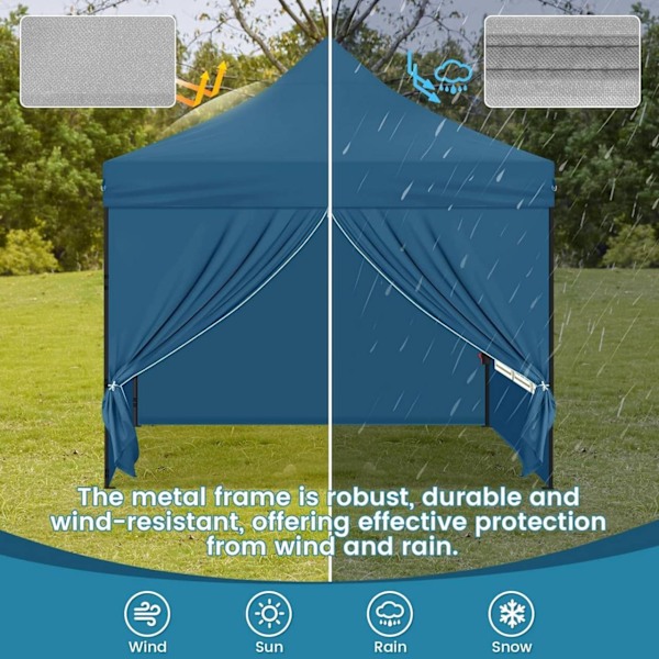 Rootz Folding Garden Gazebo - Utomhuspaviljong - Pop Up Canopy - UV-skydd - 289cm x 330cm x 289cm