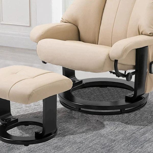 Rootz Massagestol - Avslappningsstol med liggfunktion - Tv-stol - Liggstol - Ergonomisk stol - Fåtölj med pall - Beige - 76 x 80 x 102 cm