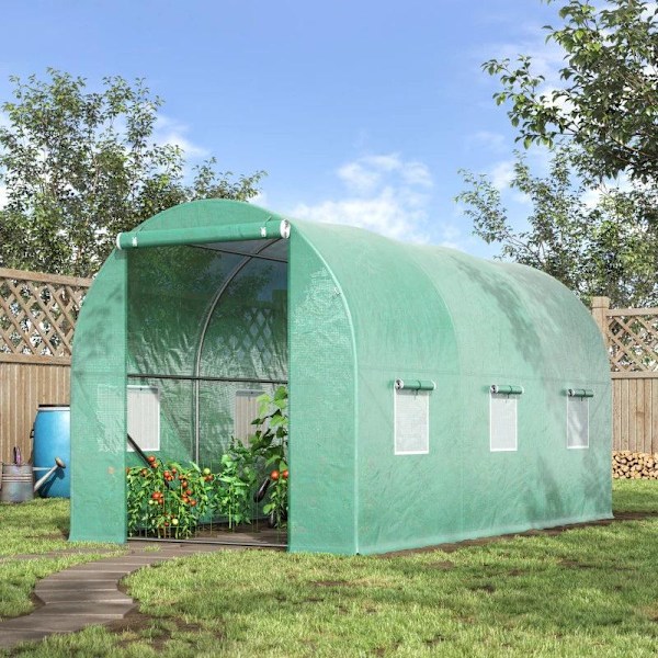 Rootz Greenhouse - Walk-in Växthus - Folieväxthus - Tomatväxthus - Folietunnel - Grön - 395 X 195 X 190 Cm