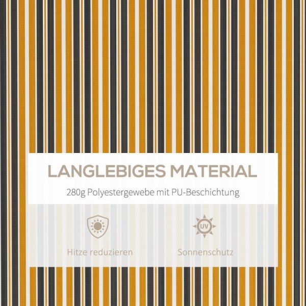Rootz Markissolskydd - Solskydd - Utomhusskydd - Slitstark polyester - Enkel användning - Väderbeständig - 3,5 m x 2,5 m - Gul + Grå