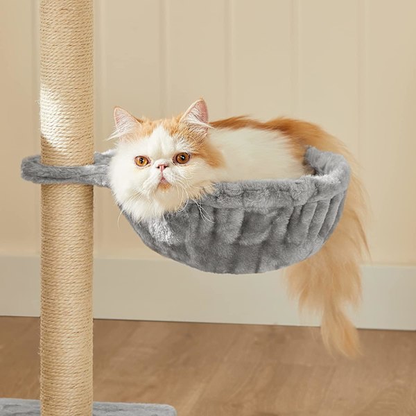 Rootz skrapstolpe för katter - Kattskrapstolpe - med gosig grotta - Grå - 46 x 41 x 84 cm