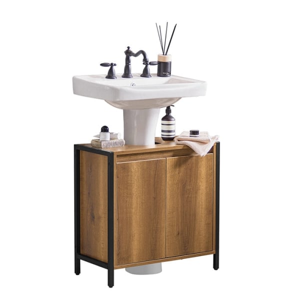 Rootz Modern Vask Underskab - Badeværelsesskab - Opbevaring under vask - Justerbare fødder - Sifon udskæring - Rummelig opbevaring - 60 cm x 60 cm x 3