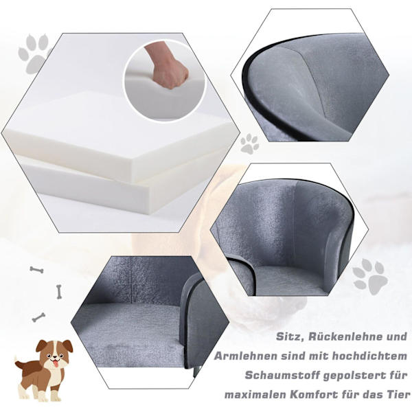 Rootz Luxury Dog Sohva - harmaa - kuusipuu, pehmo - 27,17 cm x 19,29 cm x 14,96 cm