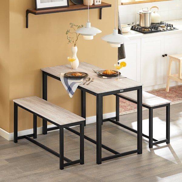 Rootz 3-delade matsalsset - Sittgrupp - Köksbordsset - Utrymmesbesparande design - Stabil MDF och metallram - Idealisk för hem och kommersiellt bruk -