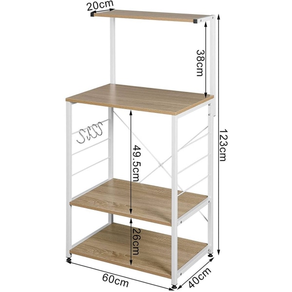 Rootz Modern Multi-Purpose stående hylde - Opbevaringsstativ - Displayenhed - Holdbar MDF og stål - Nem montering - Vandtæt og ridsefast - 40 cm x 60