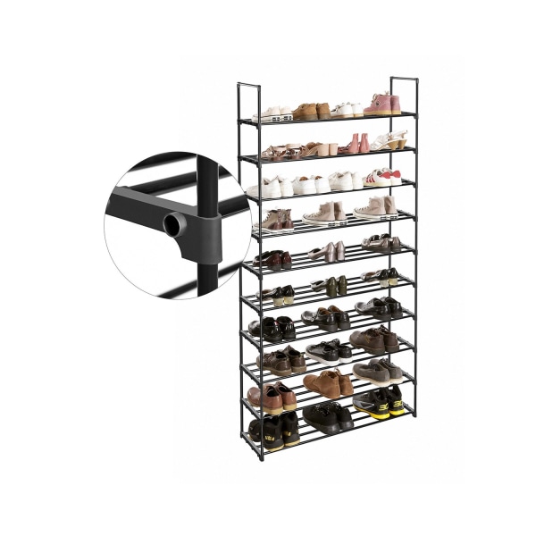 Rootz justerbar skostativ - Skobeslag - Pladsbesparende - Nem montering - Metalrør - 92cm x 30cm x 194cm