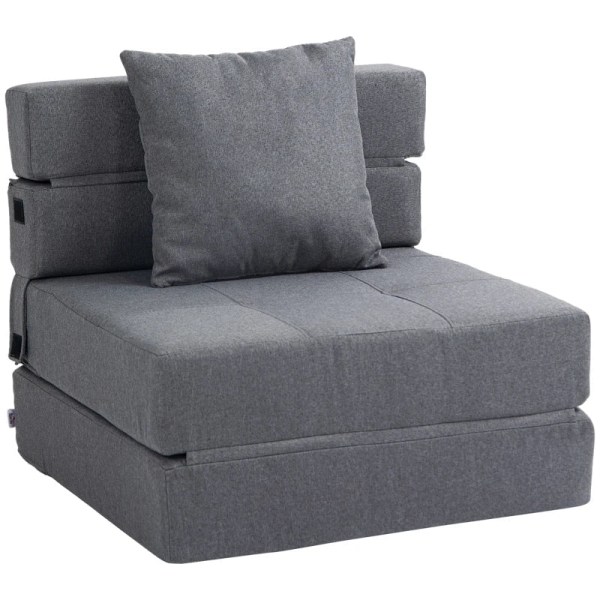 Rootz Sovstol - Avslappningsstol - Gästsäng - Avtagbart överdrag - Polycotton - Mörkgrå - 70cm x 70cm x 61cm