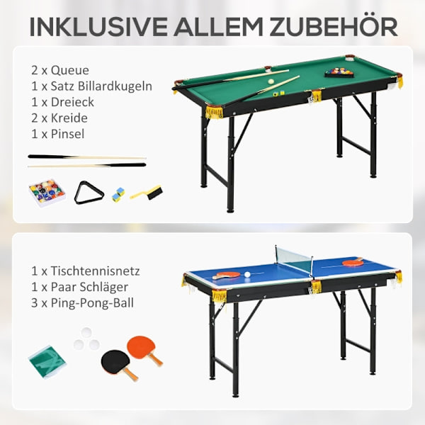 Rootz SPORTNOW 2-in-1 biljardipöytä ja pöytätennispöytä - Biljardipöytä - Pingispöytä - Vaivaton vaihto - Tyylikäs muotoilu - Korkeussäädettävä - 140c